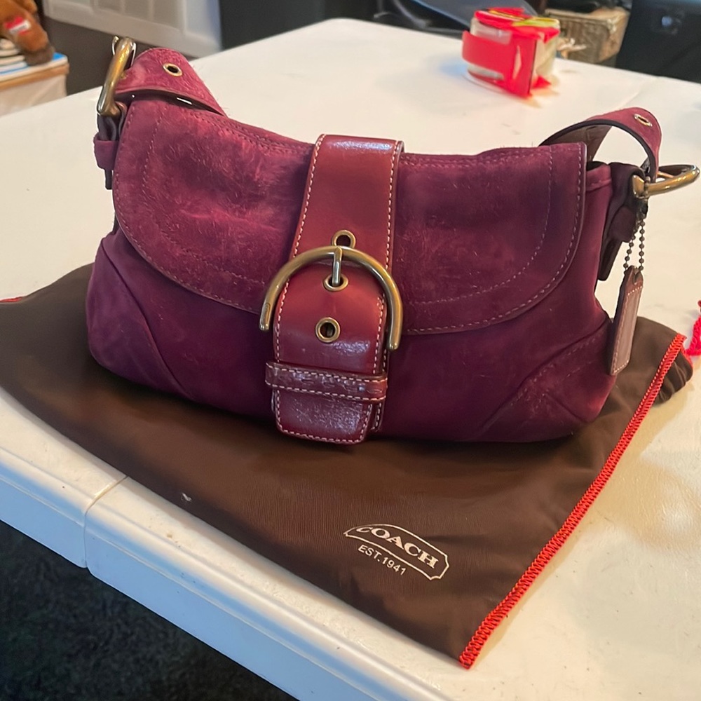 Vintage Coach Suede Hobo - Plum